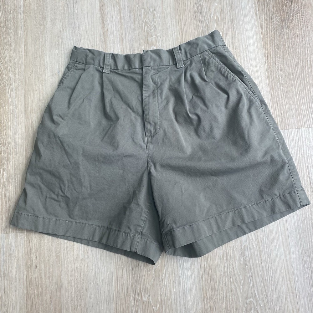 Gap Chino High Waist Pleated Women's Olive Shorts Size 6 Twill  Stretch Casual